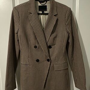 Banana Republic Checkered Double-Breasted Blazer